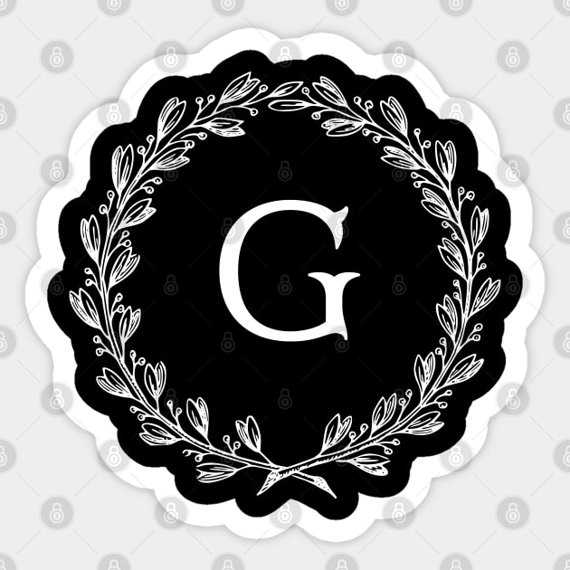 Beautiful Letter G Alphabet Initial Monogram Wreath Sticker by anonopinion